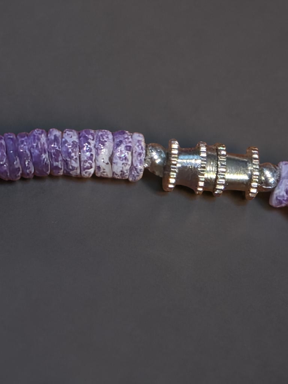 Purple Spiny Oyster Shell Heishi Bead Necklace - Picture 2 of 3